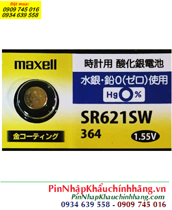 Maxell SR621SW, Pin đồng hồ 1.55v Silver Oxide Maxell GOLD SR621SW - Pin 364 (pin được mạ I-ON vàng)